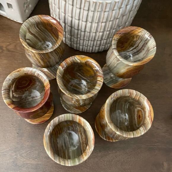 Vintage green onyx goblets set of 6 - Picture 2 of 8